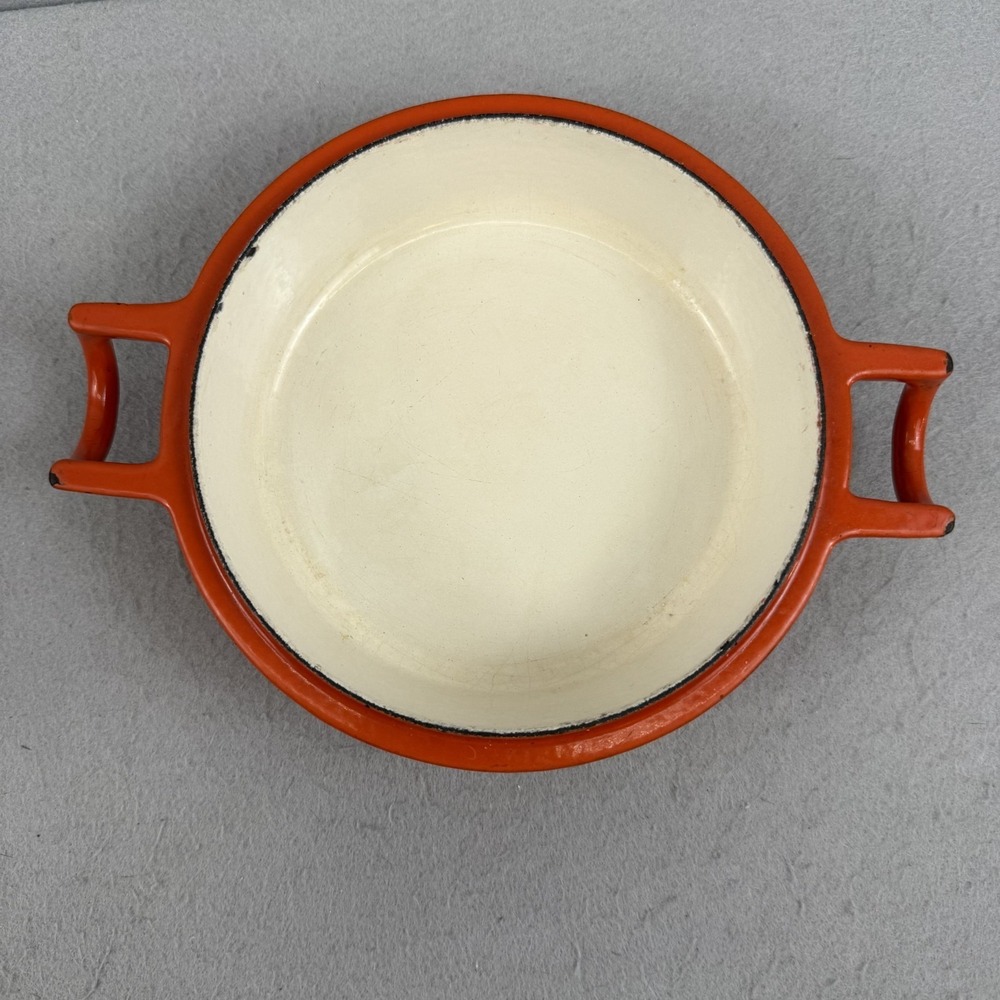Vintage Dansk Orecast Round Skillet Lid Baker 6" Inner Rim 1QT Orange Quistgaard